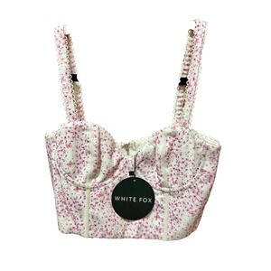 White Fox Weekend Love Bustier Pink Butterfly Corset Top EX490-2-S Small NWT